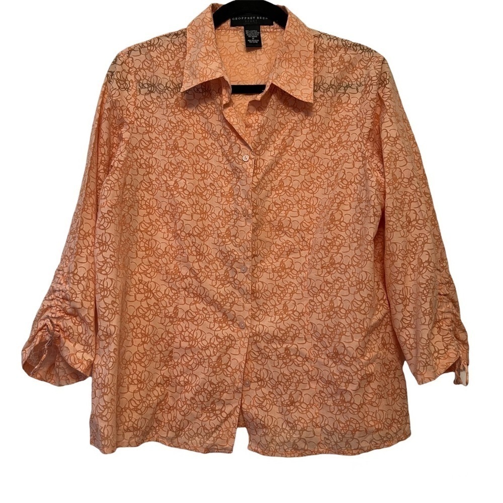 Geoffrey‎ Beene Orange Patterned Button Down Shirt